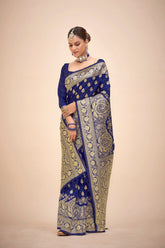 Navy Blue Art Silk Banarasi Saree